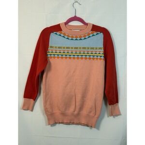 OxKnit Retro Geometric Pullover Sweater Size Large Colorful